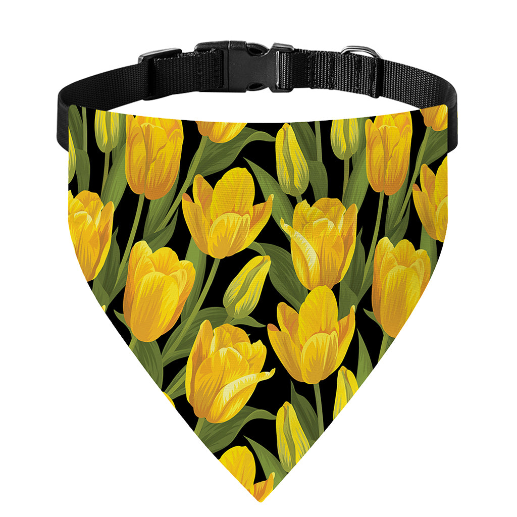 Yellow Tulip Pattern Print Over The Collar Dog Bandana
