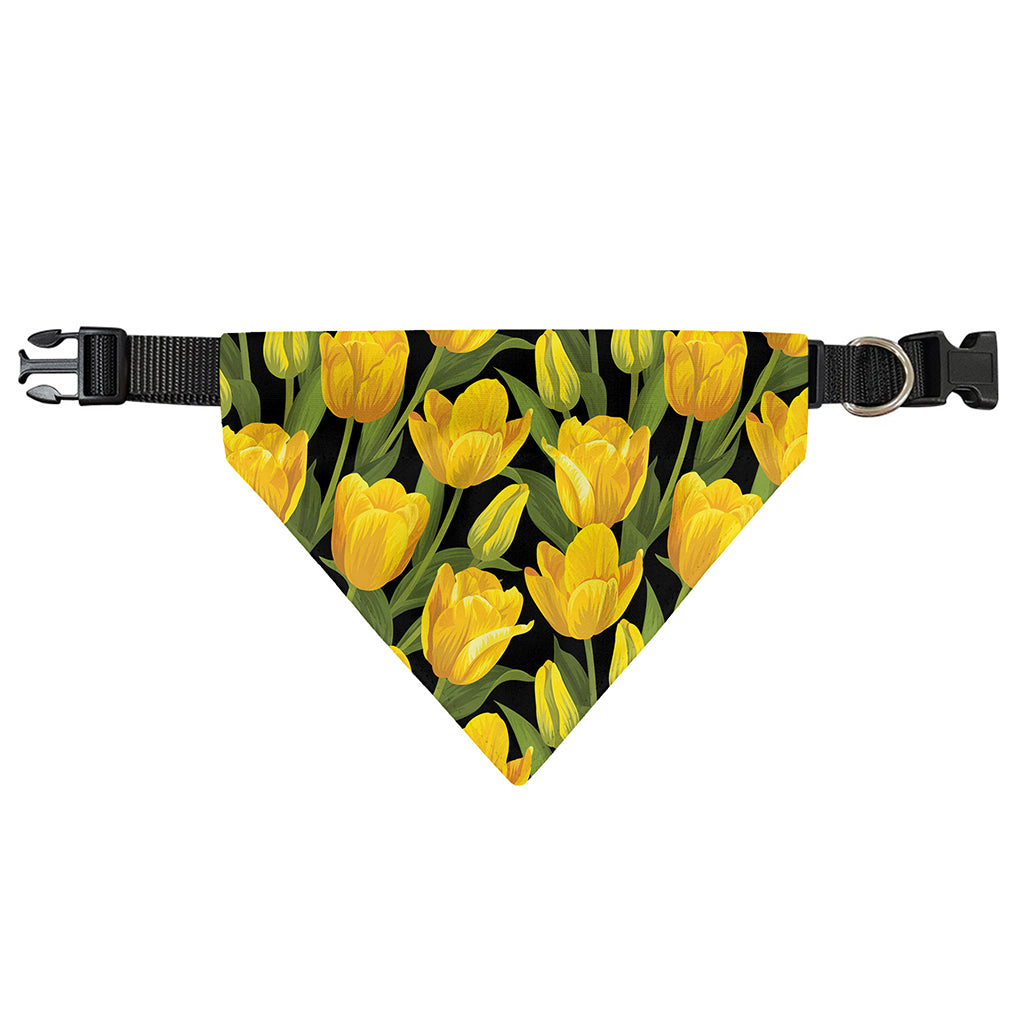 Yellow Tulip Pattern Print Over The Collar Dog Bandana