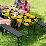 Yellow Tulip Pattern Print Picnic Table Cover
