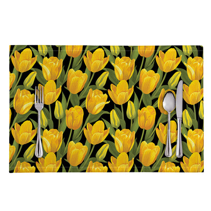 Yellow Tulip Pattern Print Placemat