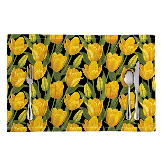 Yellow Tulip Pattern Print Placemat