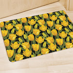 Yellow Tulip Pattern Print Polyester Doormat