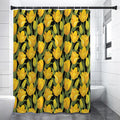 Yellow Tulip Pattern Print Premium Shower Curtain