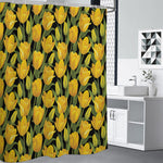 Yellow Tulip Pattern Print Premium Shower Curtain