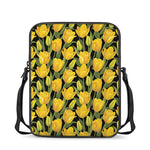 Yellow Tulip Pattern Print Rectangular Crossbody Bag