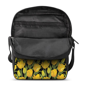 Yellow Tulip Pattern Print Rectangular Crossbody Bag