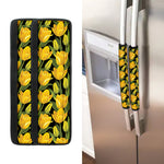 Yellow Tulip Pattern Print Refrigerator Handle Covers