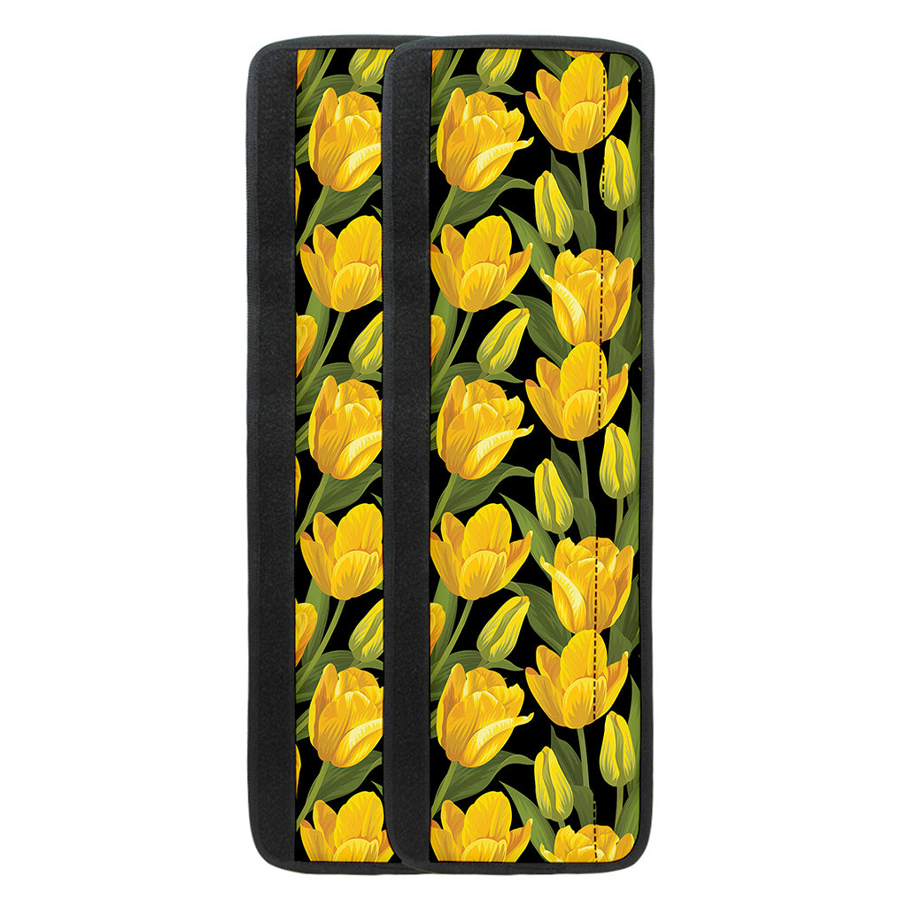 Yellow Tulip Pattern Print Refrigerator Handle Covers