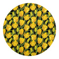 Yellow Tulip Pattern Print Round Blanket