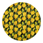 Yellow Tulip Pattern Print Round Blanket
