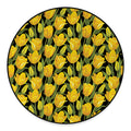 Yellow Tulip Pattern Print Round Floor Mat