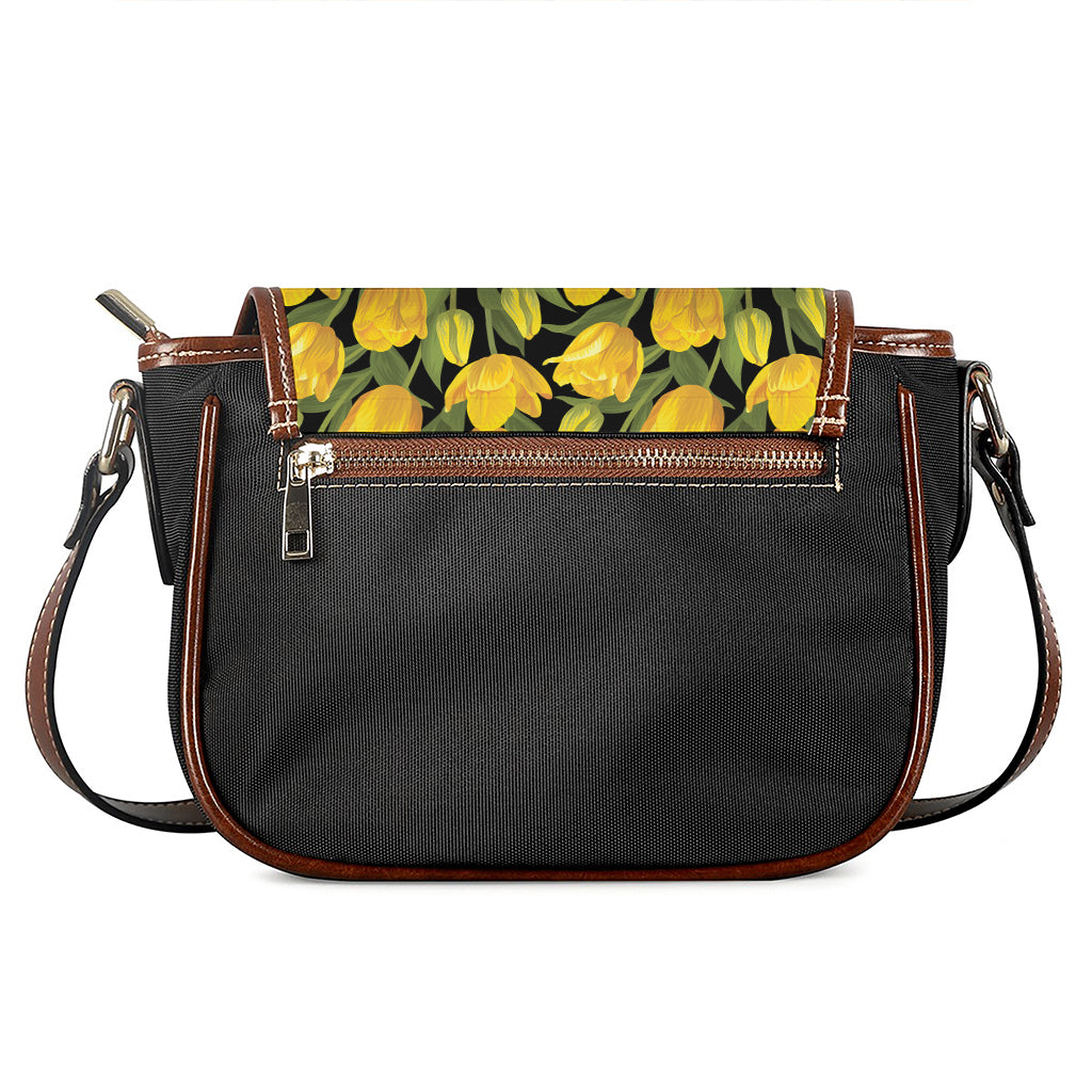 Yellow Tulip Pattern Print Saddle Bag