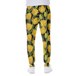 Yellow Tulip Pattern Print Scuba Joggers