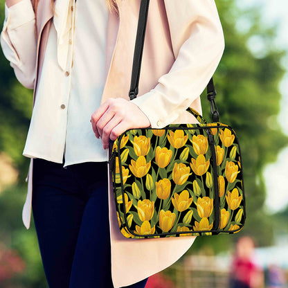Yellow Tulip Pattern Print Shoulder Strap Bible Bag