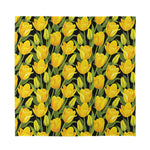 Yellow Tulip Pattern Print Silk Bandana