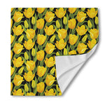 Yellow Tulip Pattern Print Silk Bandana