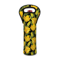 Yellow Tulip Pattern Print Single Neoprene Wine Tote