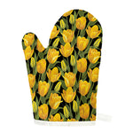 Yellow Tulip Pattern Print Single Oven Mitt