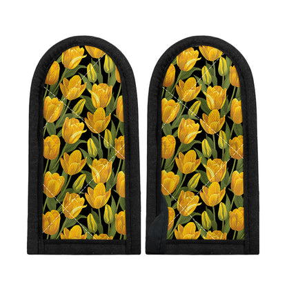 Yellow Tulip Pattern Print Skillet Handle Cover