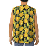 Yellow Tulip Pattern Print Sleeveless Baseball Jersey