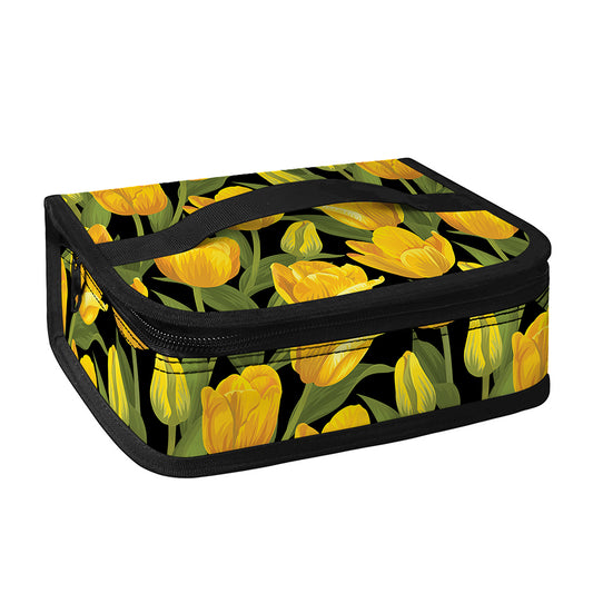 Yellow Tulip Pattern Print Small Lunch Bag