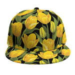 Yellow Tulip Pattern Print Snapback Cap