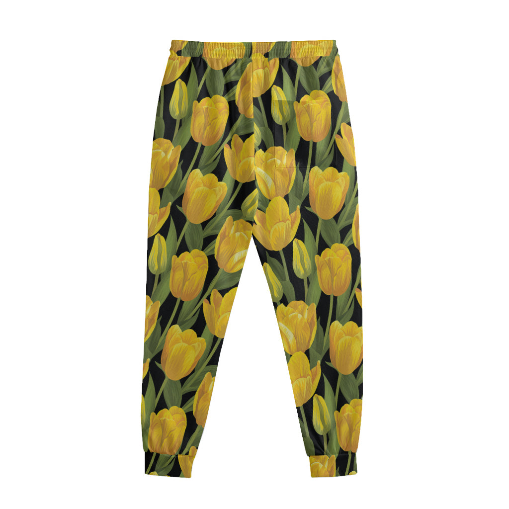 Yellow Tulip Pattern Print Sweatpants