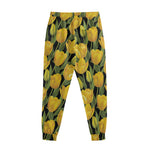 Yellow Tulip Pattern Print Sweatpants