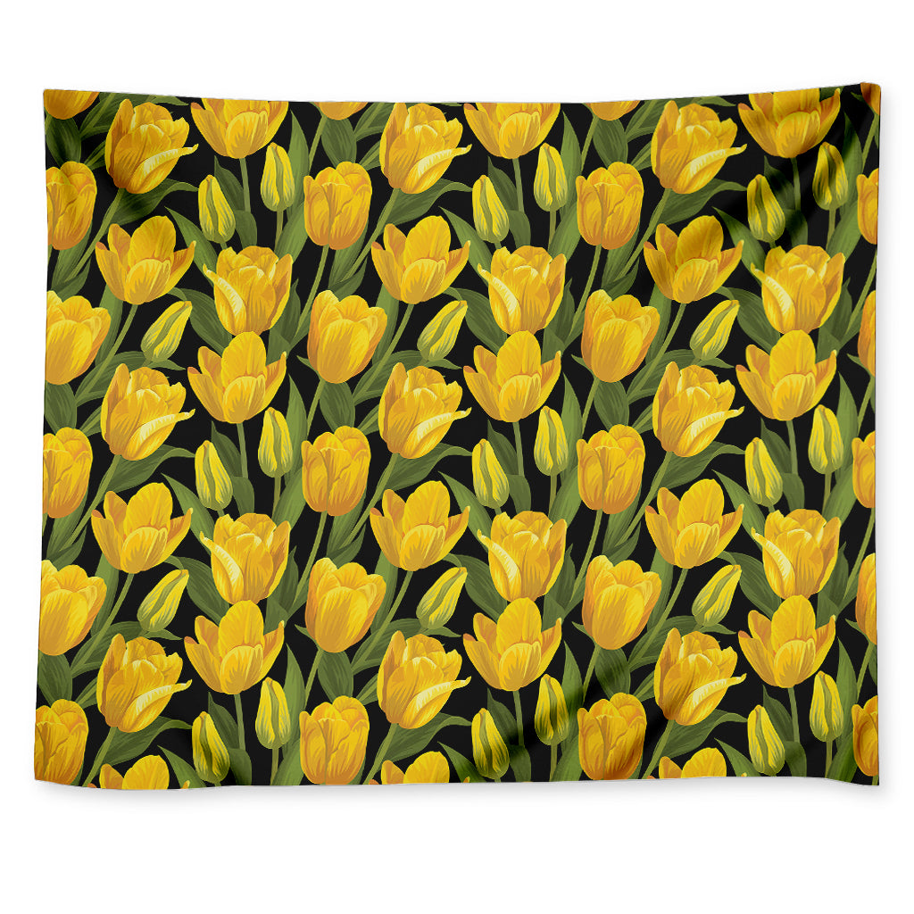 Yellow Tulip Pattern Print Tapestry