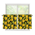 Yellow Tulip Pattern Print Tier Curtains