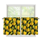 Yellow Tulip Pattern Print Tier Curtains
