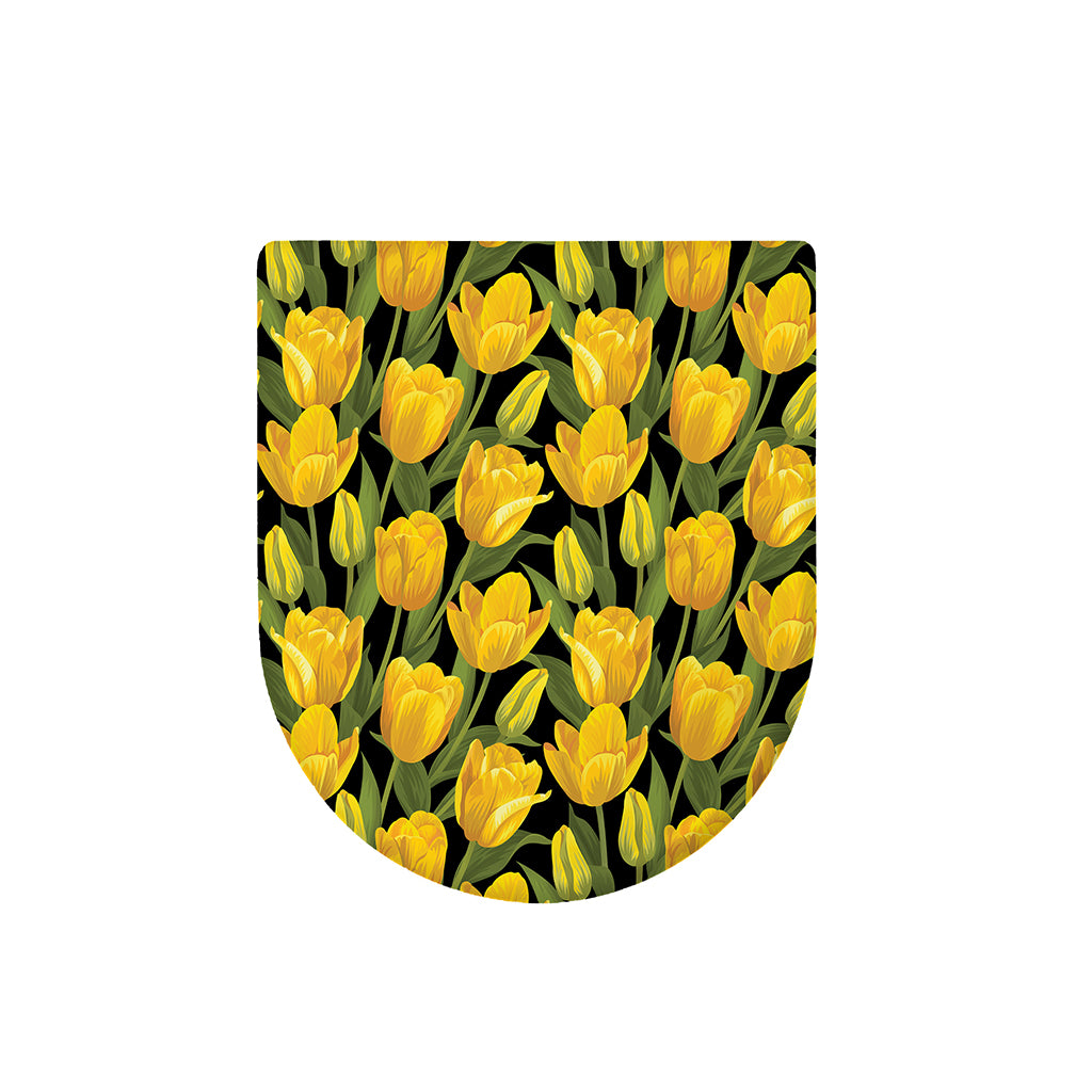 Yellow Tulip Pattern Print Toilet Lid Cover