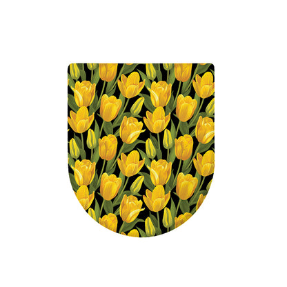 Yellow Tulip Pattern Print Toilet Lid Cover