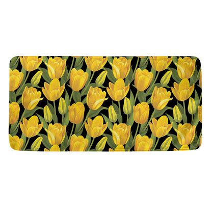 Yellow Tulip Pattern Print Towel