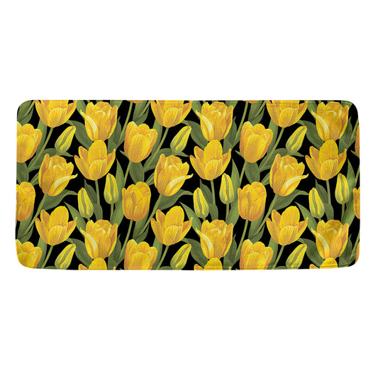 Yellow Tulip Pattern Print Towel
