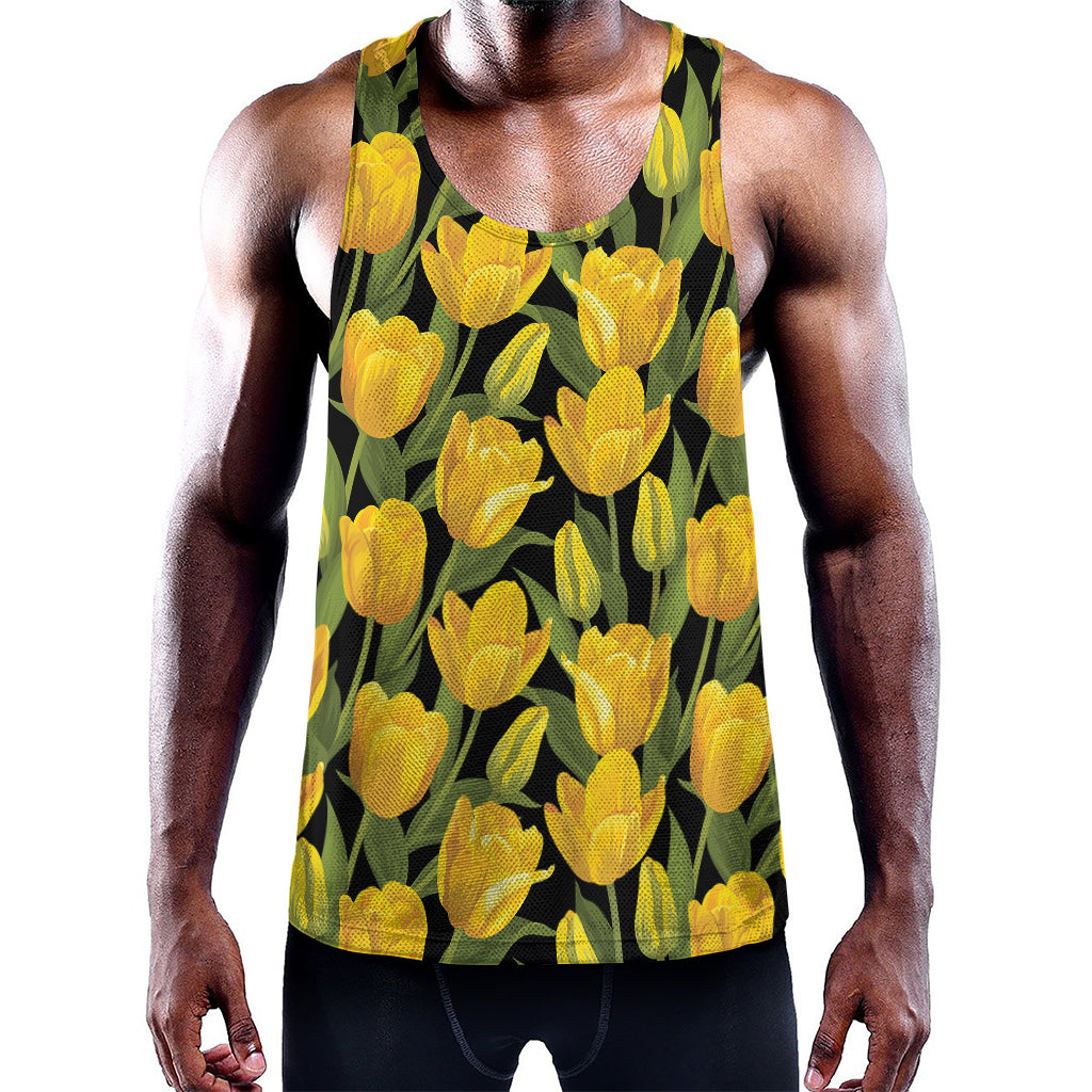 Yellow Tulip Pattern Print Training Tank Top