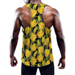 Yellow Tulip Pattern Print Training Tank Top