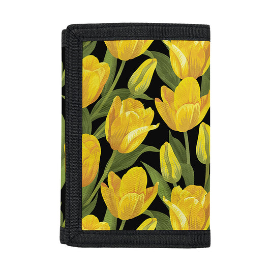 Yellow Tulip Pattern Print Trifold Wallet
