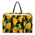 Yellow Tulip Pattern Print Utility Tote Bag