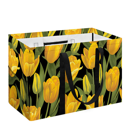 Yellow Tulip Pattern Print Utility Tote Bag