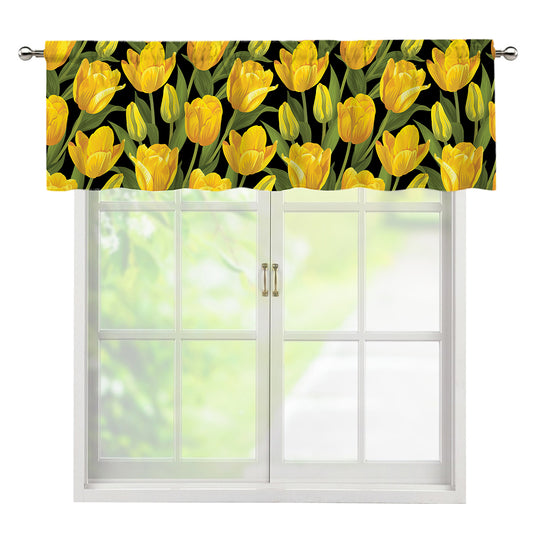 Yellow Tulip Pattern Print Window Valance