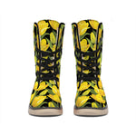 Yellow Tulip Pattern Print Winter Boots