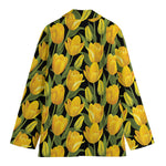 Yellow Tulip Pattern Print Women's Blazer