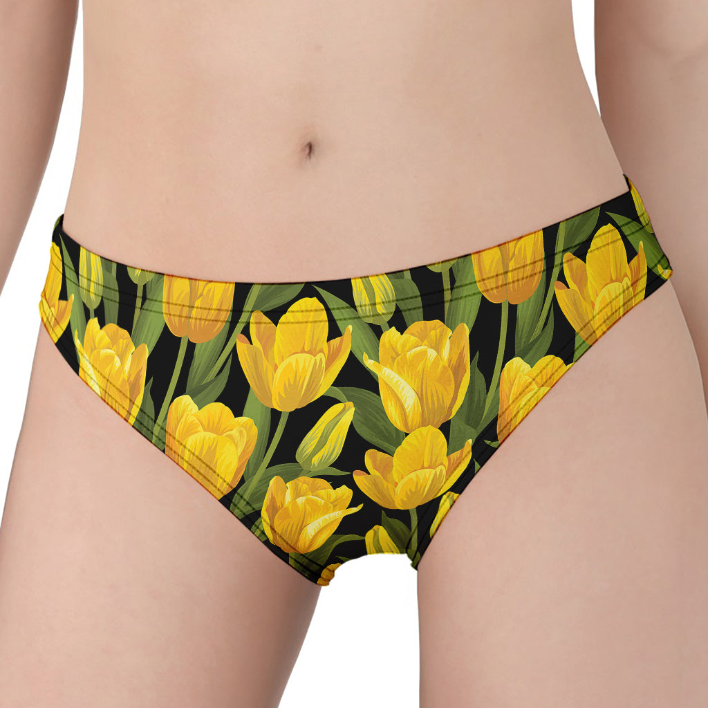 Yellow Tulip Pattern Print Women's Panties