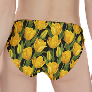 Yellow Tulip Pattern Print Women's Panties