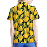 Yellow Tulip Pattern Print Women's Polo Shirt