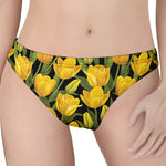 Yellow Tulip Pattern Print Women's Thong