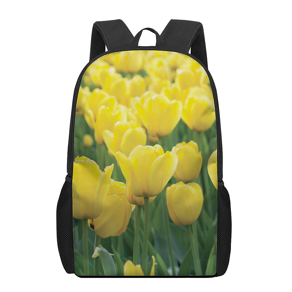 Yellow Tulip Print 17 Inch Backpack