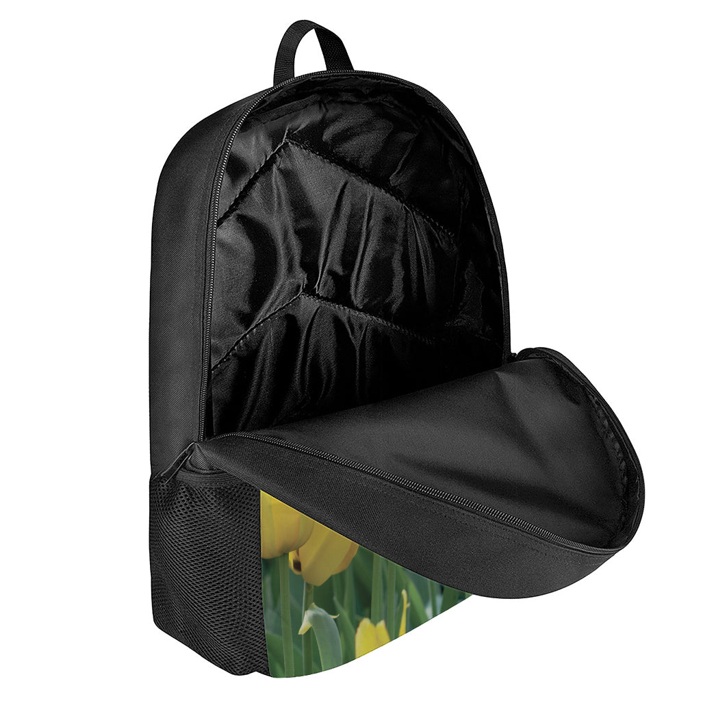 Yellow Tulip Print 17 Inch Backpack
