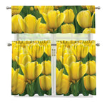 Yellow Tulip Print 3 Piece Kitchen Curtains